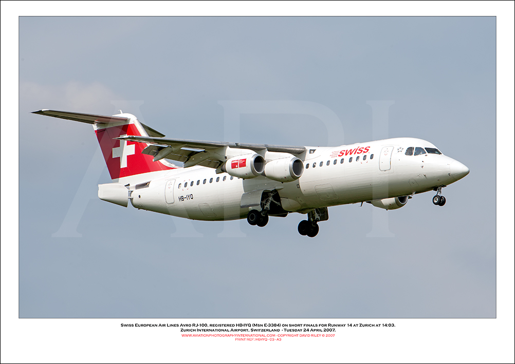 HB-IYQ - Swiss European Air Lines Avro RJ100 (Msn E3384) - 03