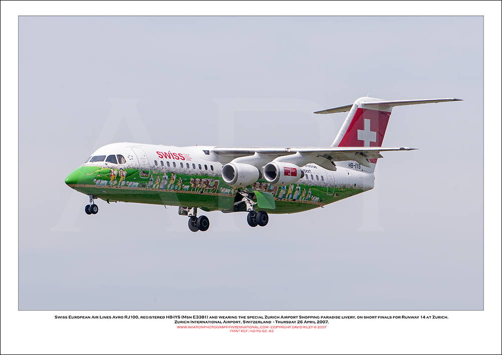 HB-IYS - Swiss European Air Lines Avro RJ100 (Msn E3381) - 02