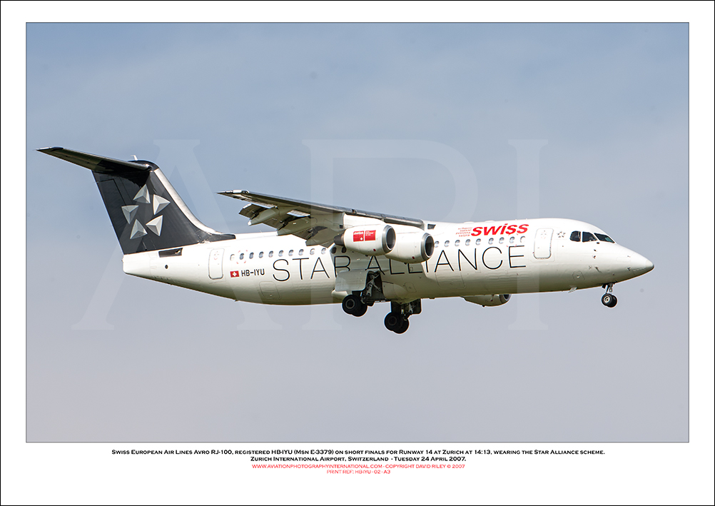 HB-IYU - Swiss European Air Lines Avro RJ100 (Msn E3379) - 02