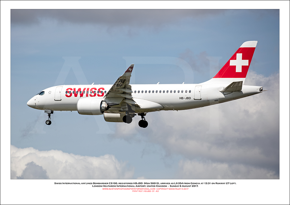 HB-JBD - Swiss International Air Lines  Bombardier CS100 (Msn 50013) - 01