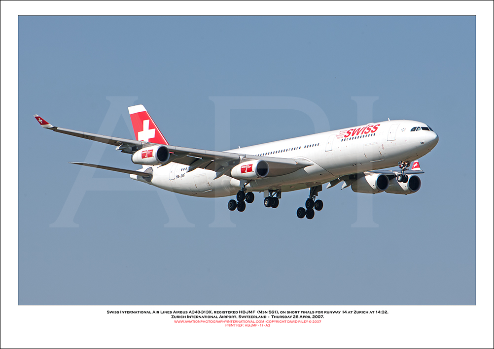 HB-JMF - Swiss International Air Lines Airbus A340-313X (Msn 561) - 11