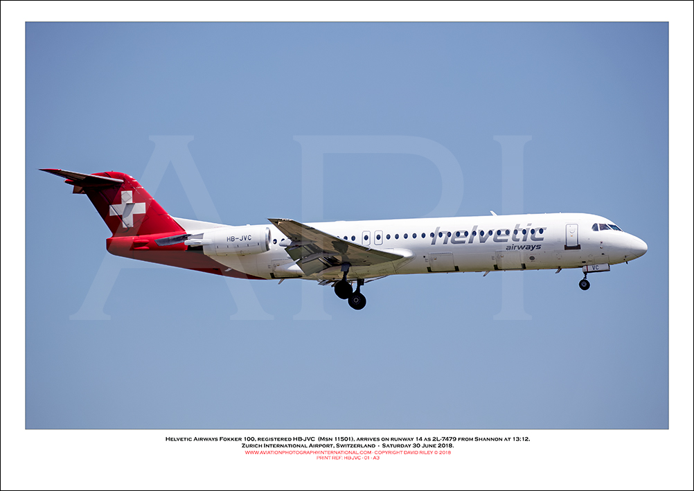 HB-JVC - Helvetic Airways Fokker 100  (Msn 11501) - 01