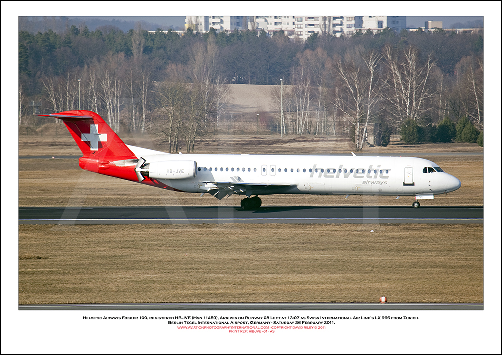 HB-JVE - Helvetic Airways Fokker 100  (Msn 11459) - 01