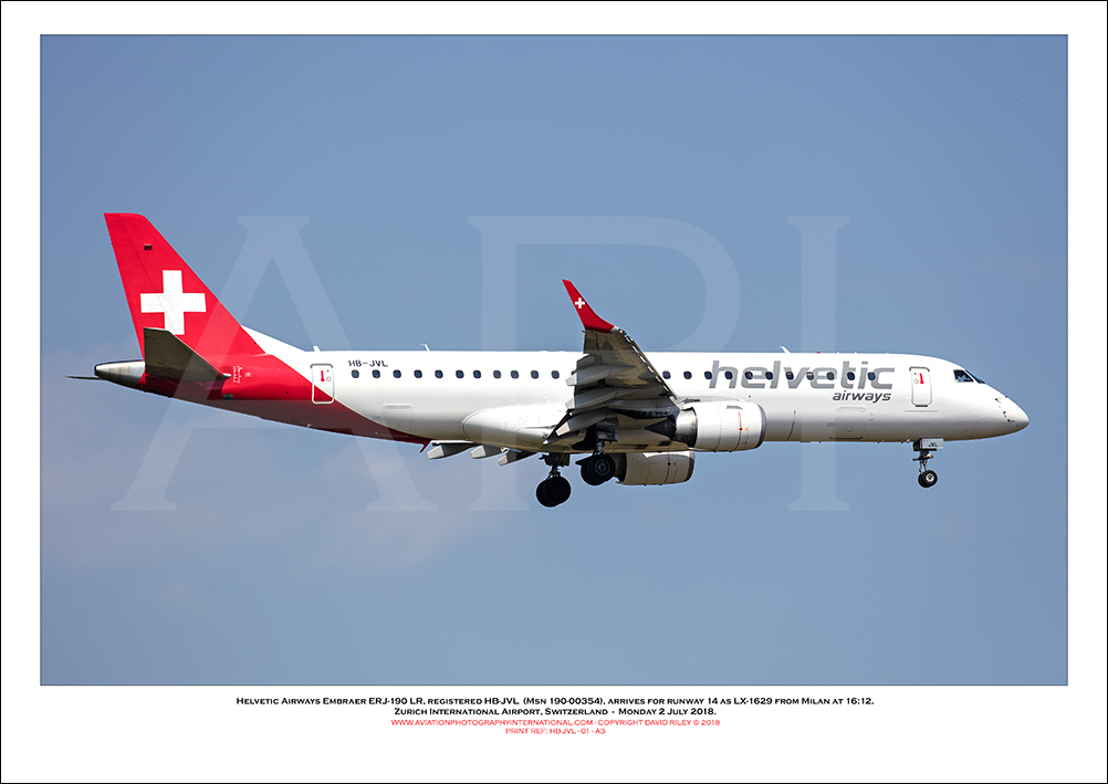 HB-JVL - Helvetic Airways Embraer ERJ-190 LR  (Msn 190-00354), - 01