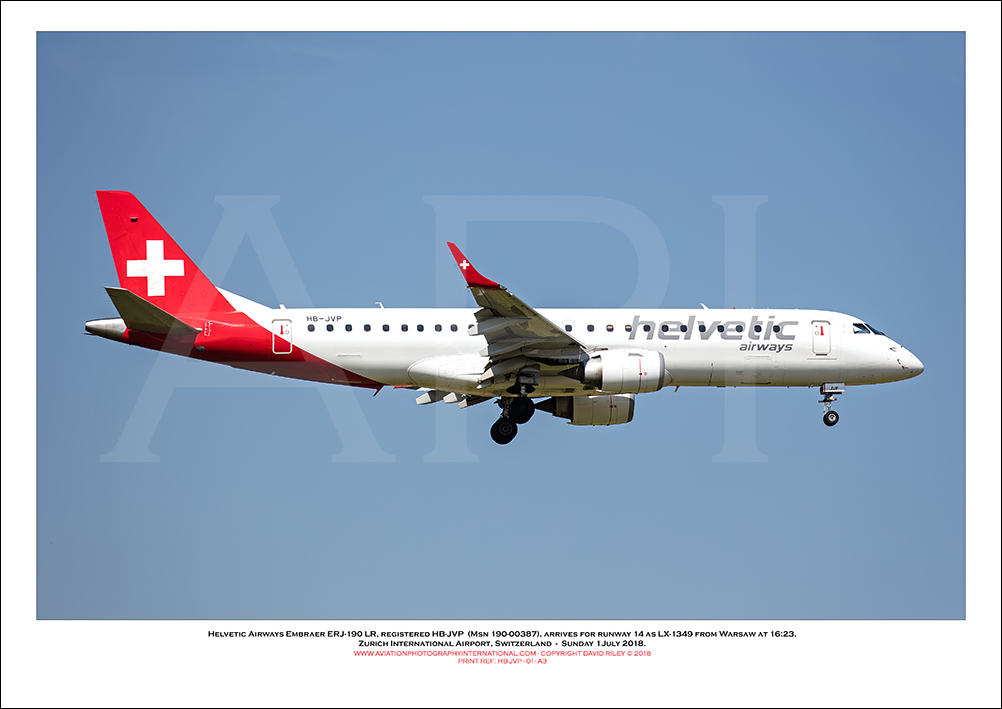 HB-JVP - Helvetic Airways Embraer ERJ-190 LR  (Msn 190-00387) - 01