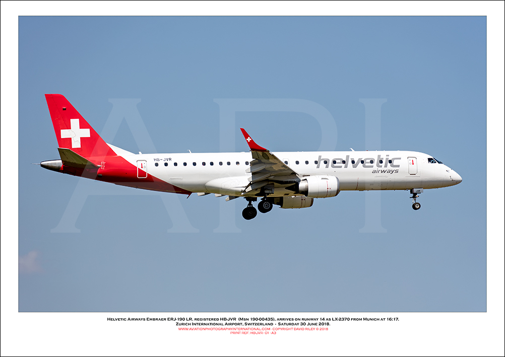HB-JVR - Helvetic Airways Embraer ERJ-190 LR  (Msn 190-00435) - 01