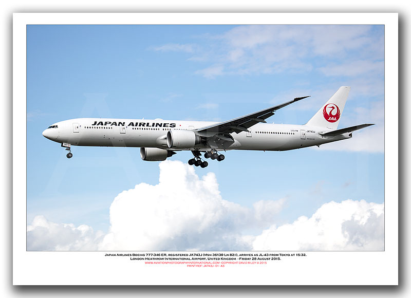 JA743J - Japan Airlines Boeing 777-346 ER (Msn 36130 Ln 821) - 01