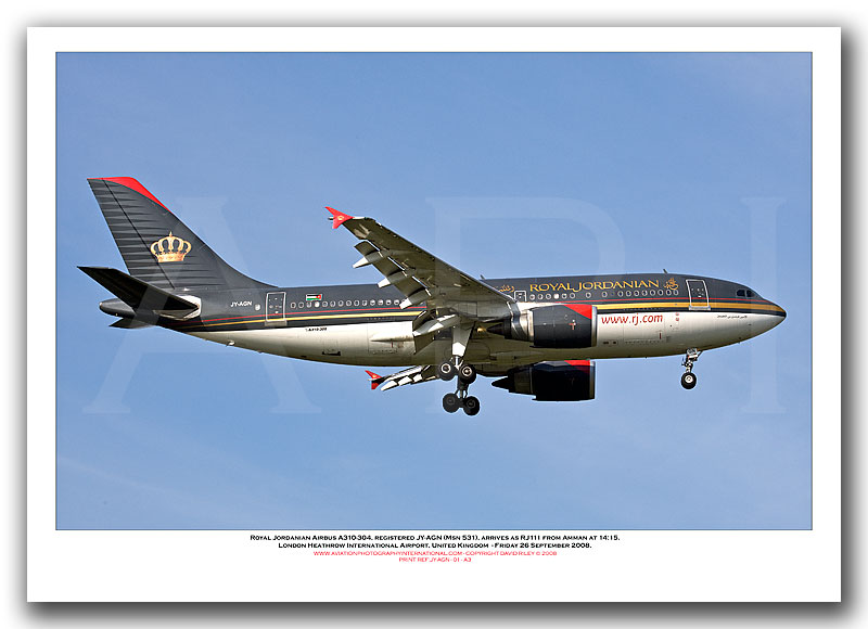 JY-AGN - Royal Jordanian Airbus A310-304  (Msn 531) - 01