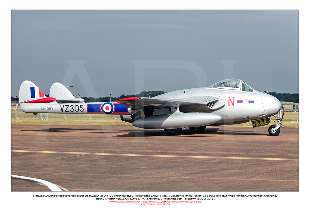 LN-DHY Norwegian Air Force Historic Flight De Havilland DH.100 Vampire FB.52 (Msn 705) - 02