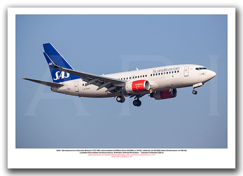 LN-RNU - SAS Skandinavian Airlines Boeing 737-783  (Msn 34548 Ln 3116) - 01