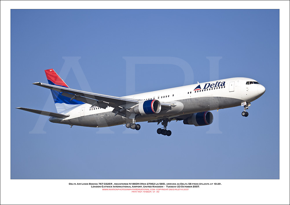 N186DN - Delta Air Lines Boeing 767-332 ER (Msn 27962 Ln 585) - 01