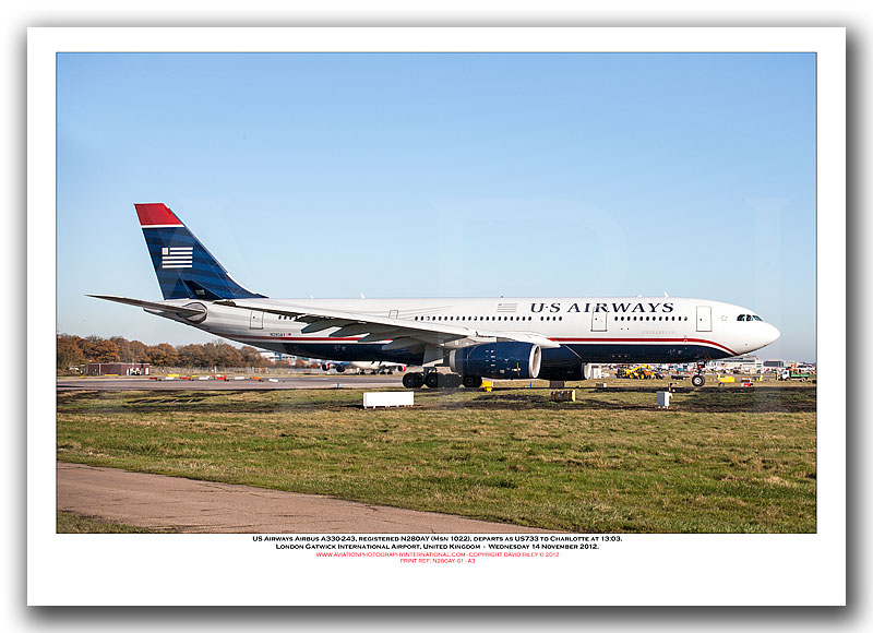 N280AY - US Airways Airbus A330-243, (Msn 1022) - 01