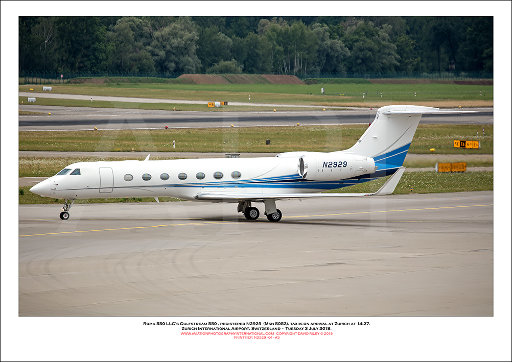 N2929 - Roma 550 LLC�s Gulfstream Aerospace G550 (Msn 5053) - 01