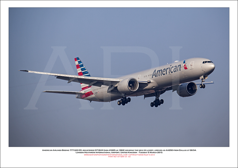 N718AN- American Airlines Boeing 777-323 ER  (Msn 41665 ln 1062)  - 01