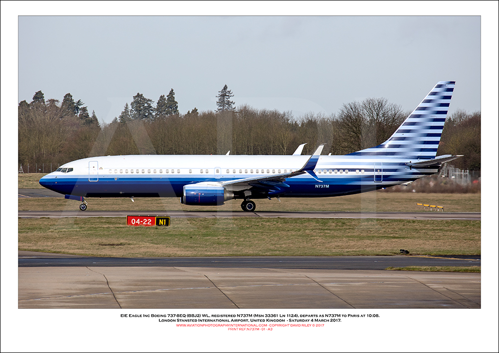 N737M - EIE Eagle Inc Boeing 737-8EQ (BBJ2) WL (Msn 33361 Ln 1124) - 01