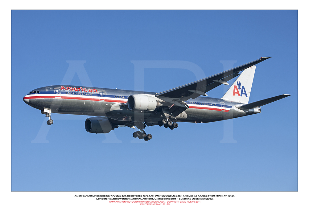 N754AN- American Airlines Boeing 777-223 ER  (Msn 30262 Ln 345) - 01