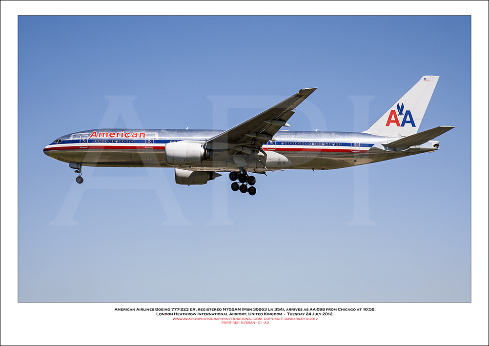 N755AN- American Airlines Boeing 777-223 ER  (Msn 30263 Ln 354) - 01