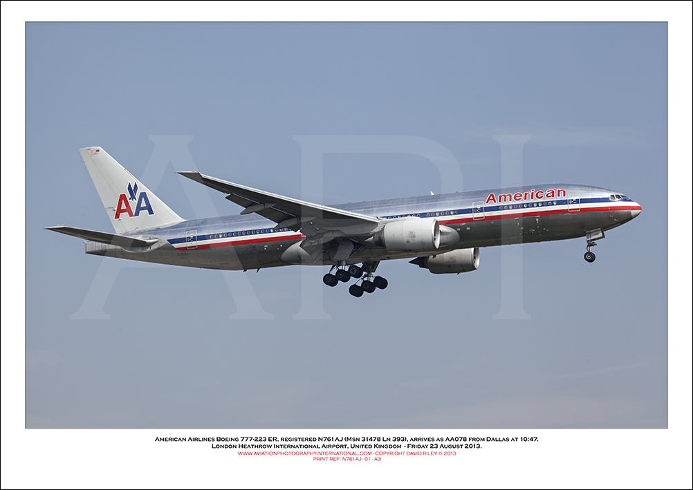 N761AJ- American Airlines Boeing 777-223 ER (Msn 31478 Ln 393) - 01