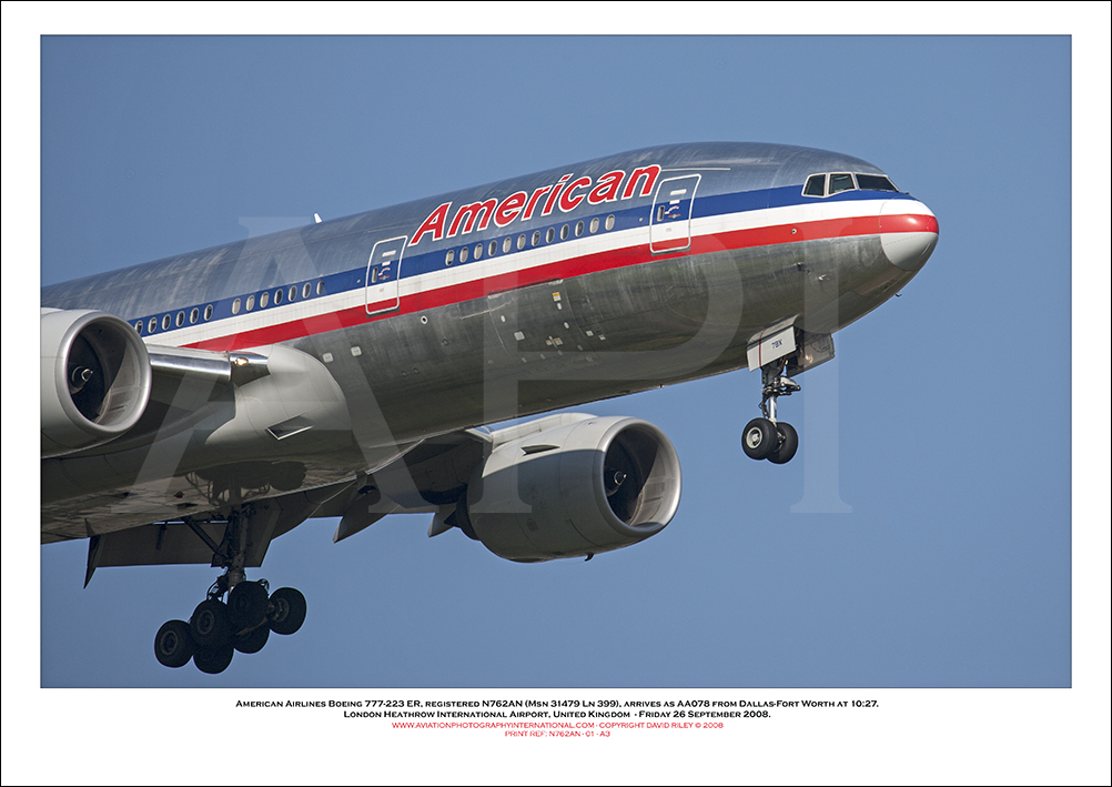 N762AN- American Airlines Boeing 777-223 ER  (Msn 31479 Ln 399) - 01