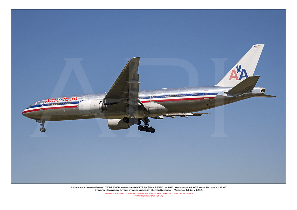 N772AN- American Airlines Boeing 777-223 ER (Msn 29580 Ln 198) - 01
