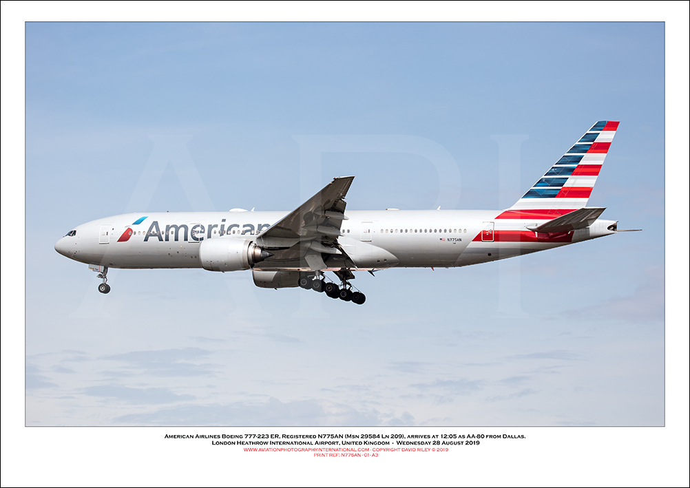 N775AN- American Airlines Boeing 777-223 ER (Msn 29584 Ln 209)  - 01