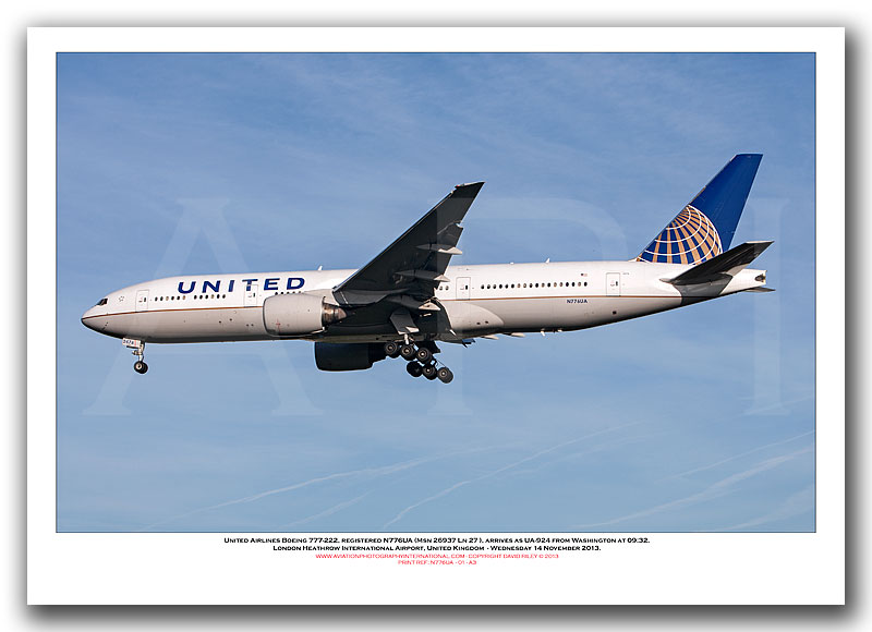 N776UA - United Airlines Boeing 777-222  (Msn 26937 Ln 27) - 01