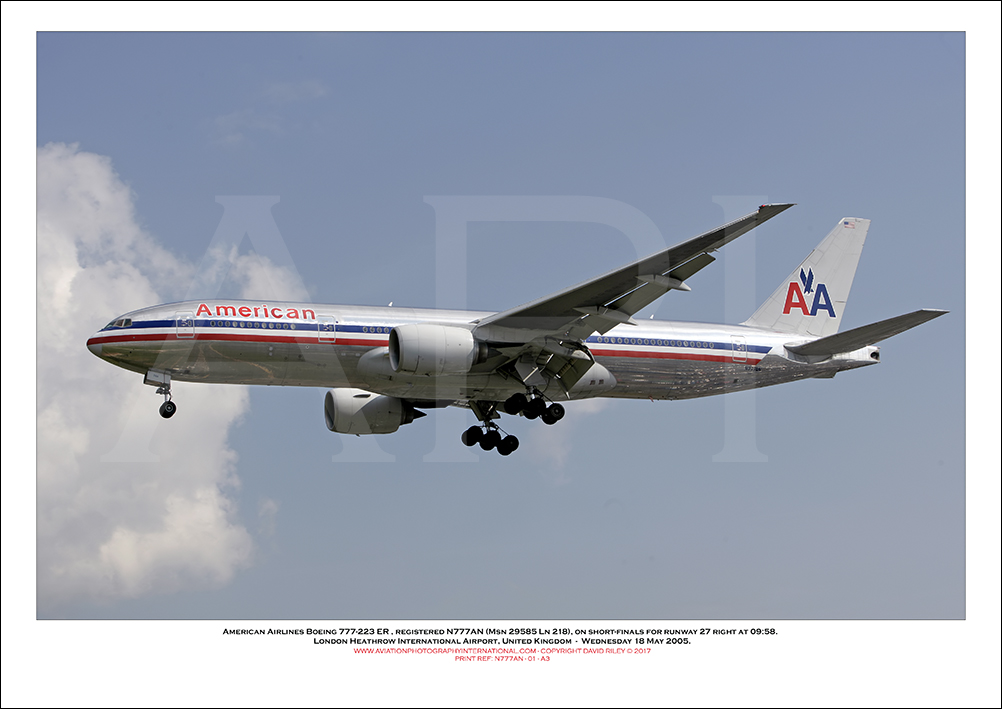 N777AN- American Airlines Boeing 777-223 ER (Msn 29585 Ln 218)  - 01