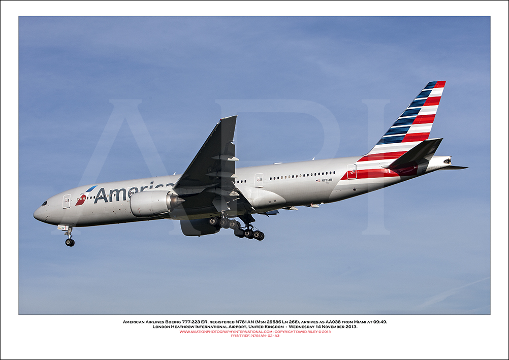 N781AN- American Airlines Boeing 777-223 ER (Msn 29586 Ln 266)  - 02