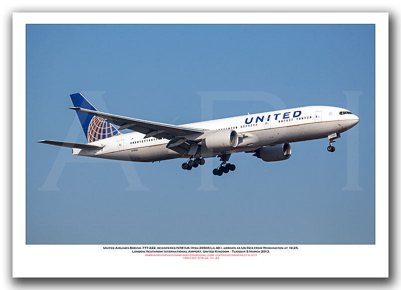 N781UA - United Airlines Boeing 777-222   (Msn 26945 Ln 40) - 01