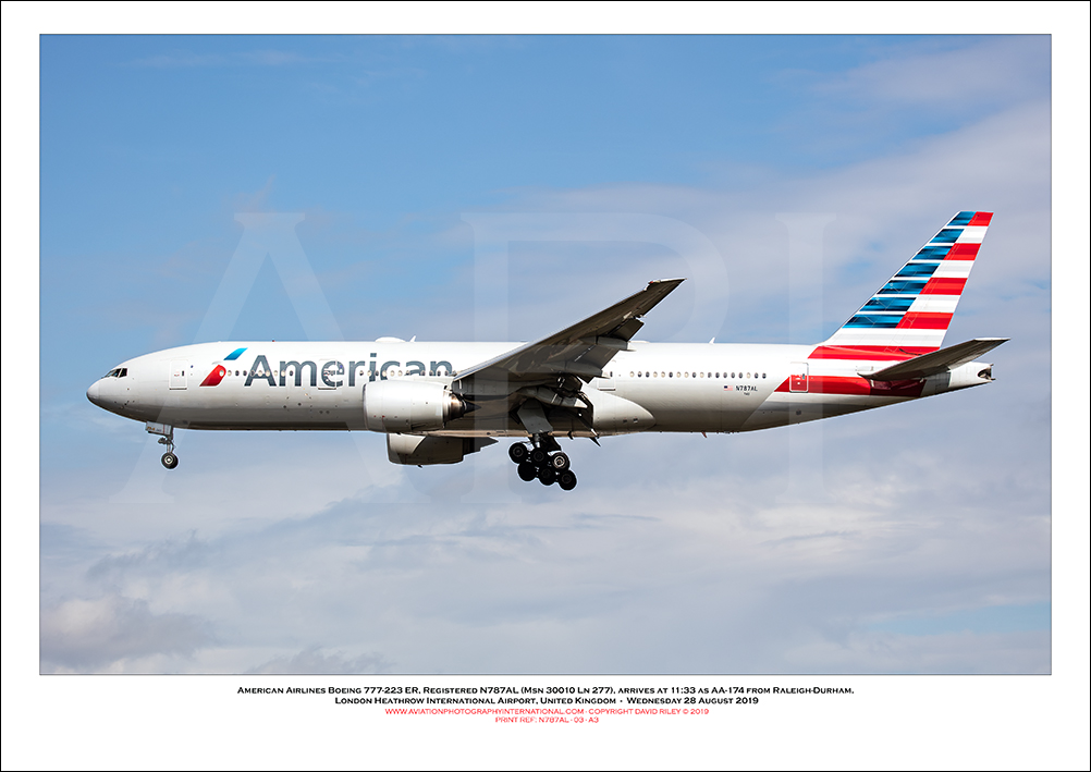 N787AL- American Airlines Boeing 777-223 ER  (Msn 30010 Ln 277)  - 03