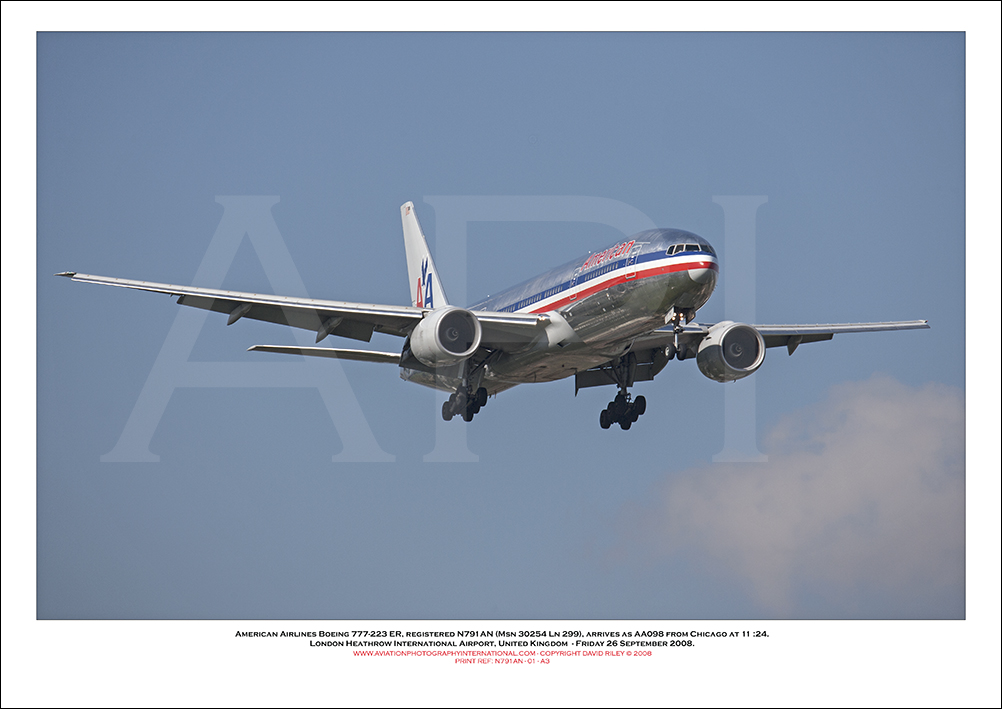 N791AL- American Airlines Boeing 777-223 ER  (Msn 30254 Ln 299) - 01