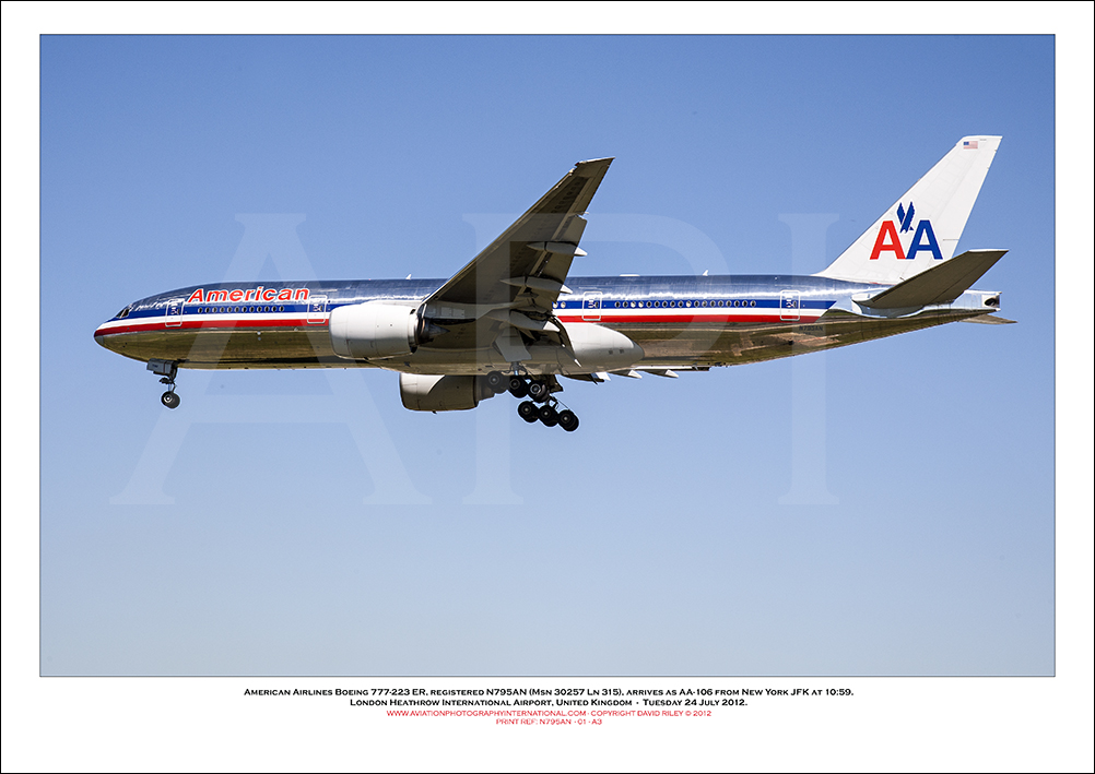 N795AN- American Airlines Boeing 777-223 ER  (Msn 30257 Ln 315)  - 01