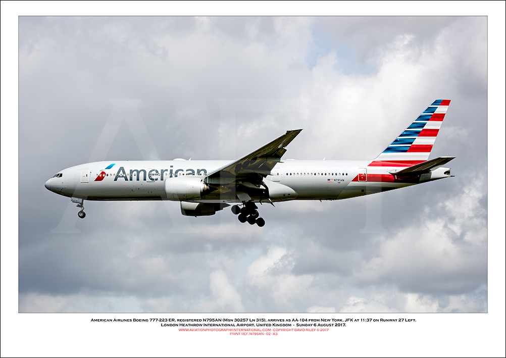 N795AN- American Airlines Boeing 777-223 ER  (Msn 30257 Ln 315)  - 02