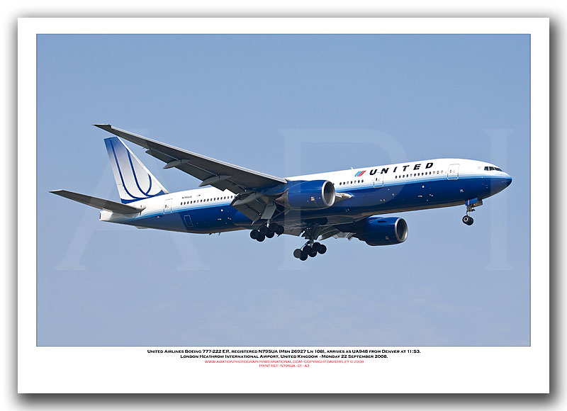 N795UA - United Airlines Boeing 777-222 ER   (Msn 26927 Ln 108) - 01
