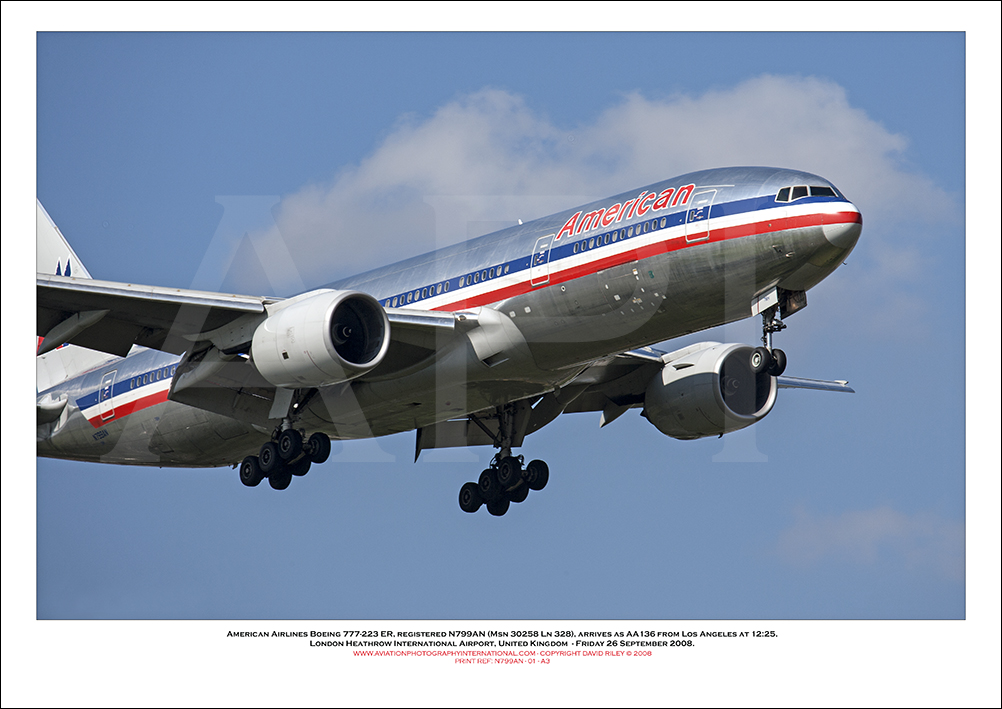 N799AN- American Airlines Boeing 777-223 ER (Msn 30258 Ln 328)  - 01