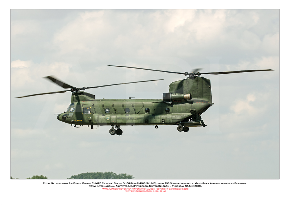 NETHERLANDS-D-106 - Royal Netherlands Air Force  Boeing CH-47D Chinook (Msn M4106/ML013) - 01