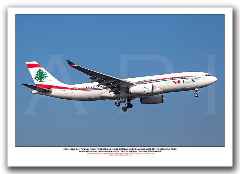OD-MEA - MEA- Middle East Airlines Airbus A330-243  (Msn 984) - 01