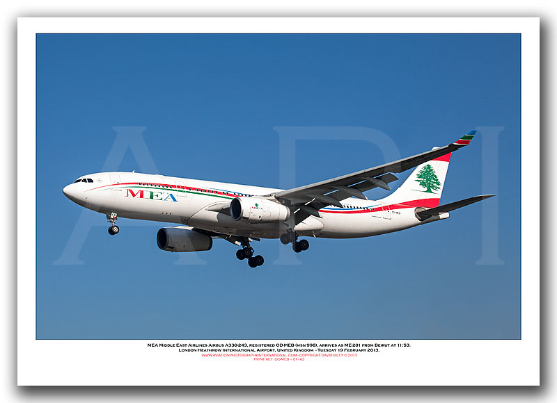 OD-MEB - MEA- Middle East Airlines Airbus A330-243  (Msn 998) - 01