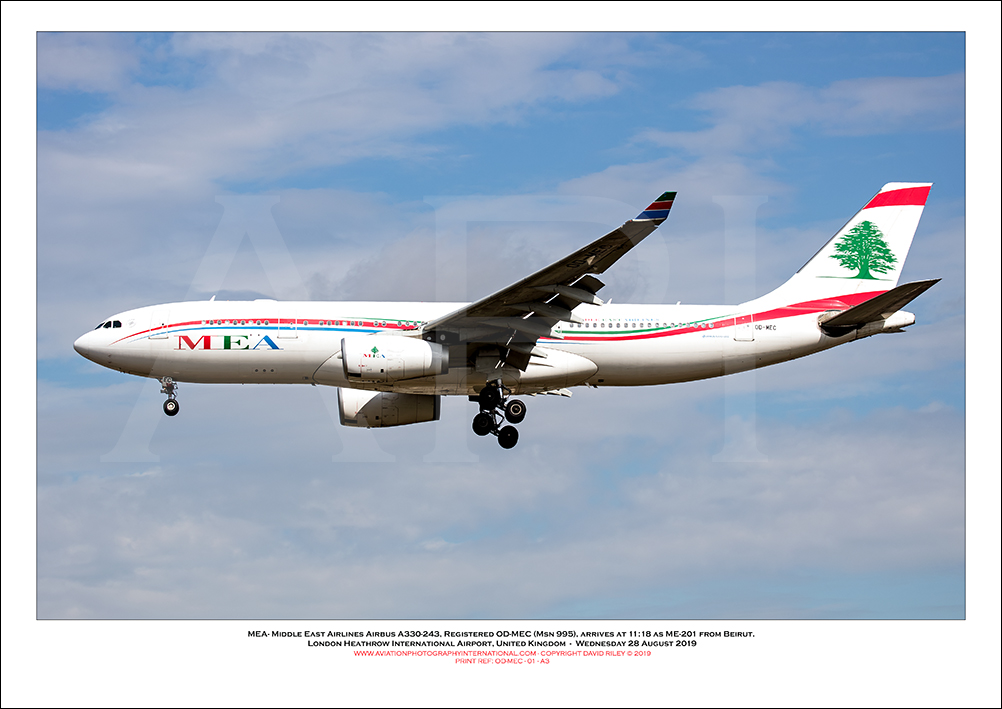 OD-MEC - MEA- Middle East Airlines Airbus A330-243  (Msn 998) - 01