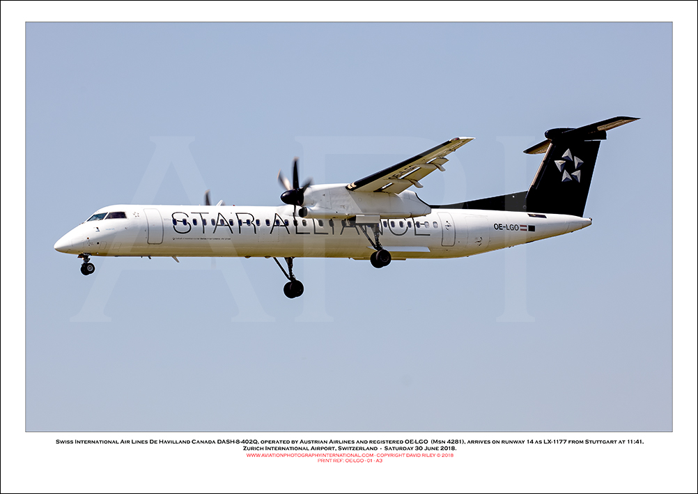 OE-LGO - Swiss International Air Lines  De Havilland Canada DASH-8-402Q (Msn 4281) - 01