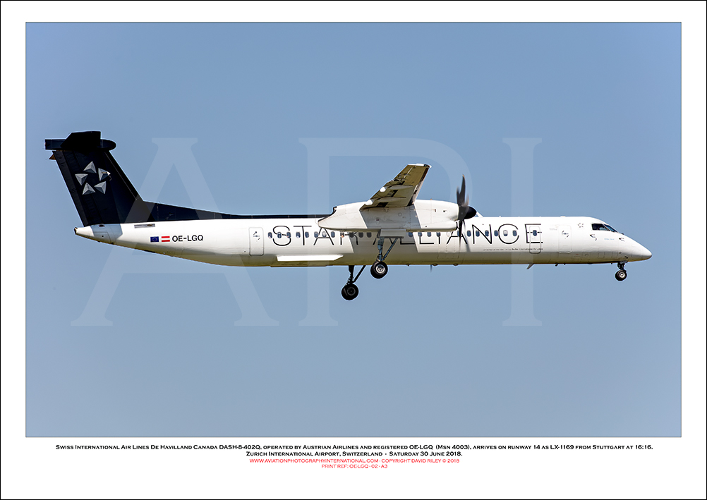 OE-LGQ - Swiss International Air Lines  De Havilland Canada DASH-8-402Q (Msn 4003) - 02