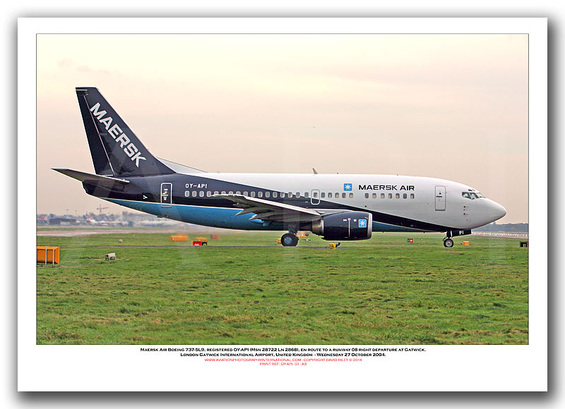 OY-API- Maersk Air Boeing 737-5L9  (Msn 28722 Ln 2868) - 01