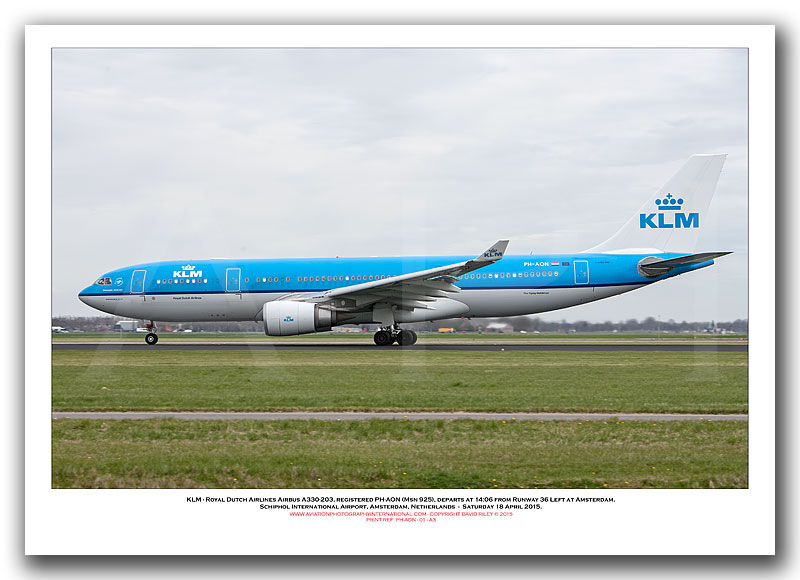 PH-AON - KLM - Royal Dutch Airlines Airbus A330-203 (Msn 925) - 01