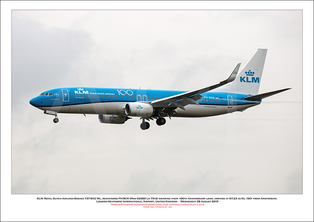 PH-BCK -  KLM - Royal Dutch Airlines Boeing 737-8K2 WL (Msn 62580 Ln 7512) - 01