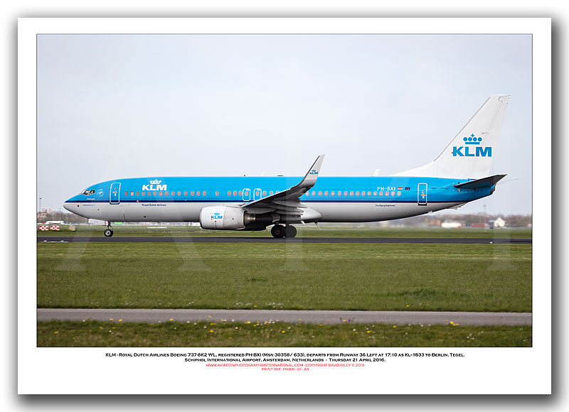 PH-BXI -  KLM - Royal Dutch Airlines Boeing 737-8K2 WL (Msn 30358 Ln 633) - 01