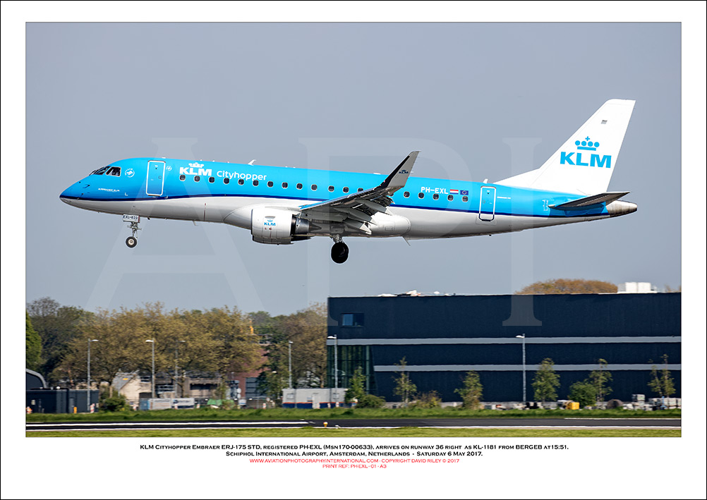 PH-EXL - KLM Cityhopper Embraer ERJ -175 STD (Msn 170-00633) - 01
