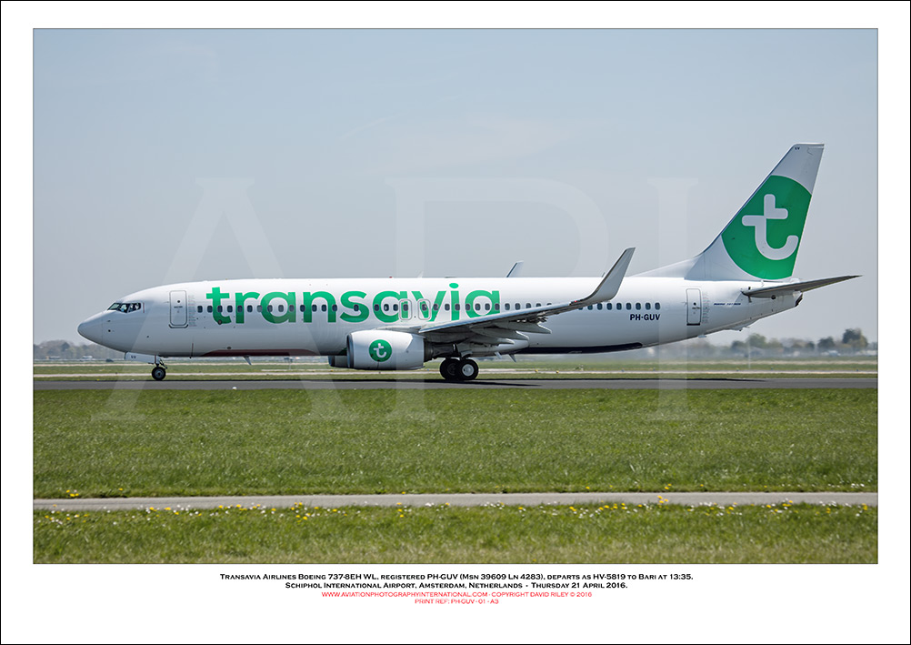 PH-GUV - Transavia Airlines Boeing 737-8EH WL  (Msn 39609 Ln 4283) - 01