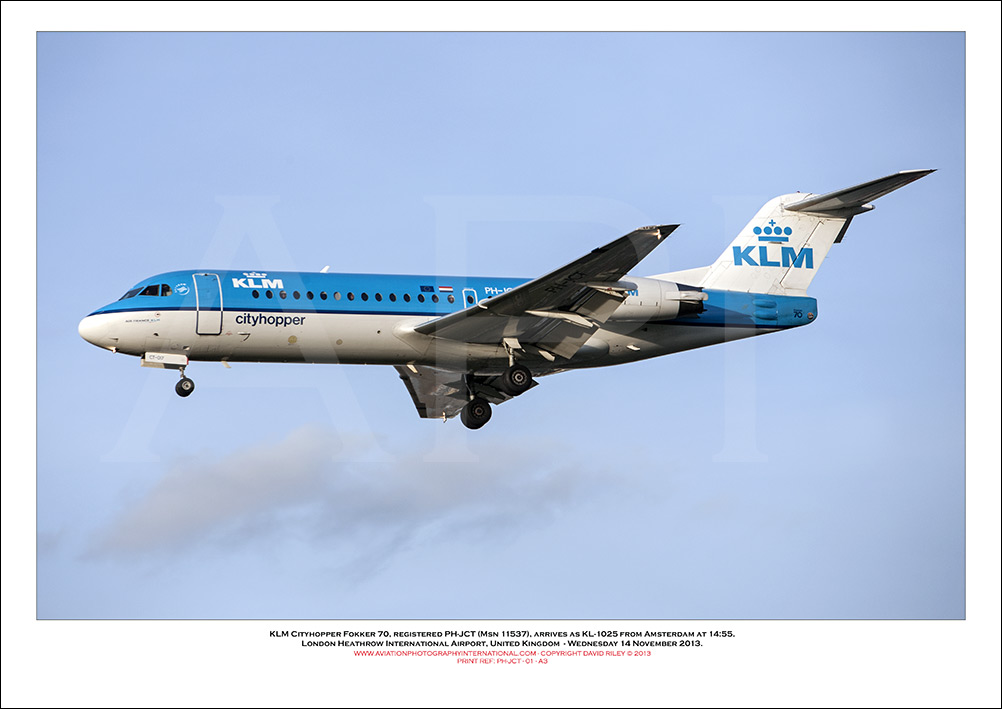 PH-JCT - KLM Cityhopper Fokker 70 (Msn 11537) - 01