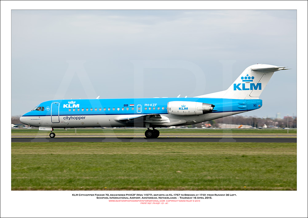 PH-KZF - KLM Cityhopper Fokker 70 (Msn 11577) - 01