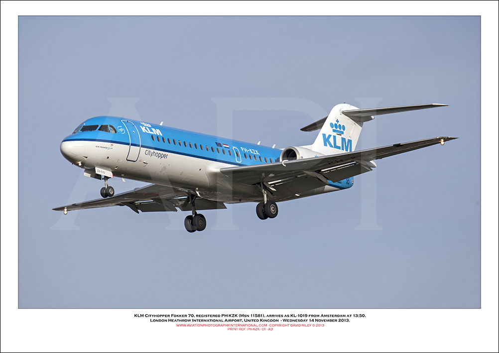 PH-KZK - KLM Cityhopper Fokker 70 (Msn 11581) - 01